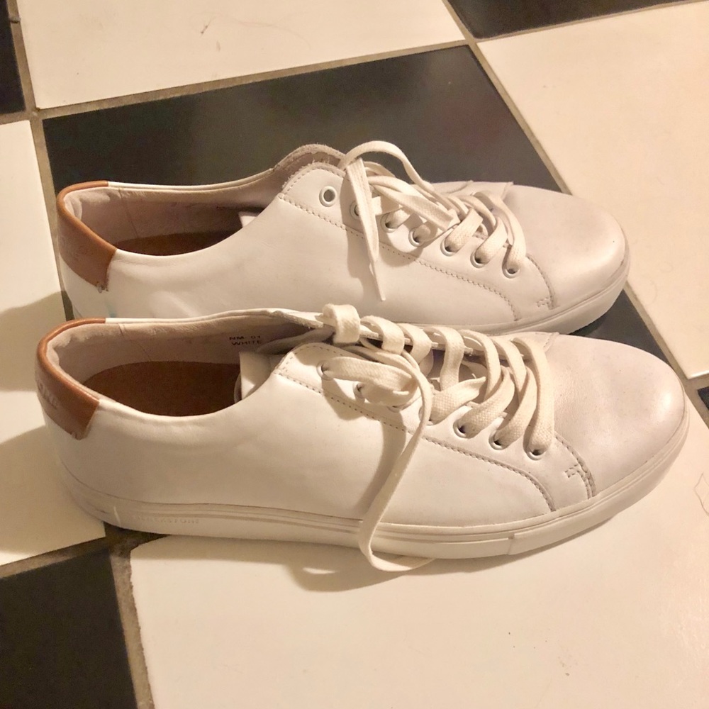 Blackstone White Low Top Leather Casual Sneakers